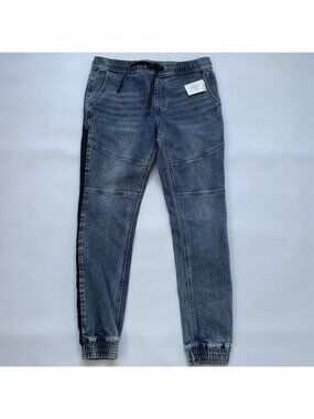 Guess Men’s Slim Jogger Denim Pants In Blue Stretch Elastic Waist/Ankle Size L